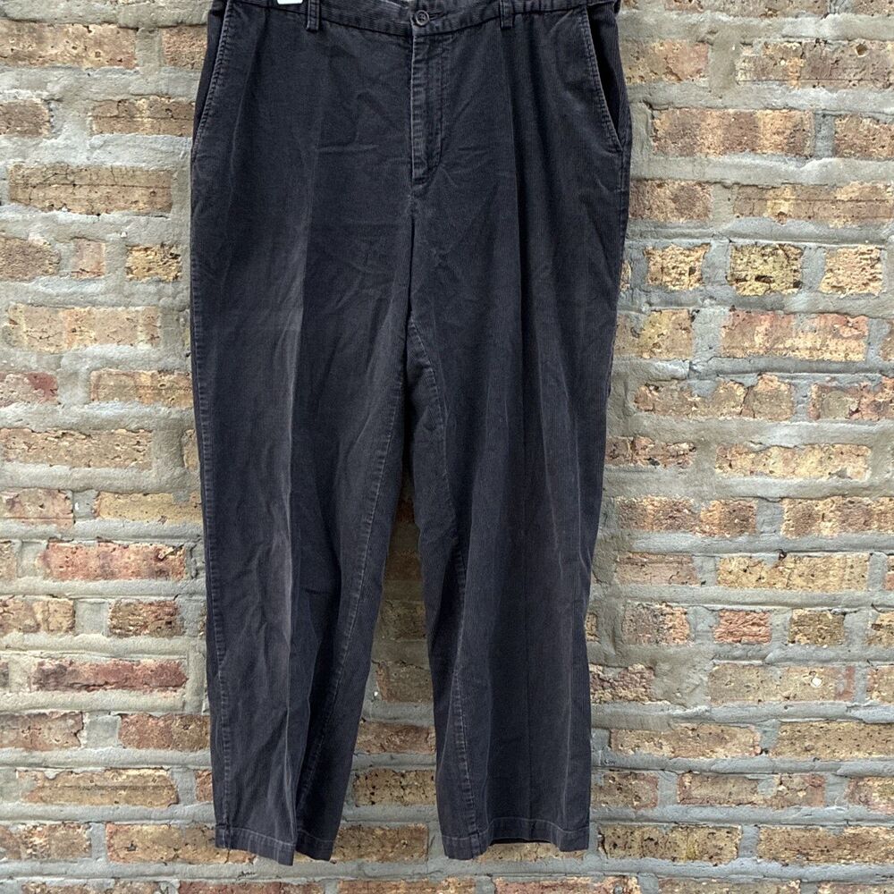 Croft & Barrow Men’s Black Cotton Corduroy Flat Front Regular Straight Pants 38W